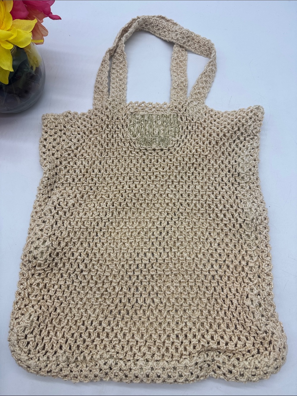 Jean Paul Gaultier Perfumes Beige Crochet Tote Bag - Neutral Beach Market Bag